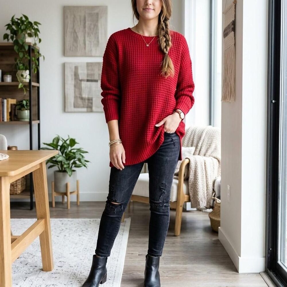 Zenana Women's Red and Black Jumper